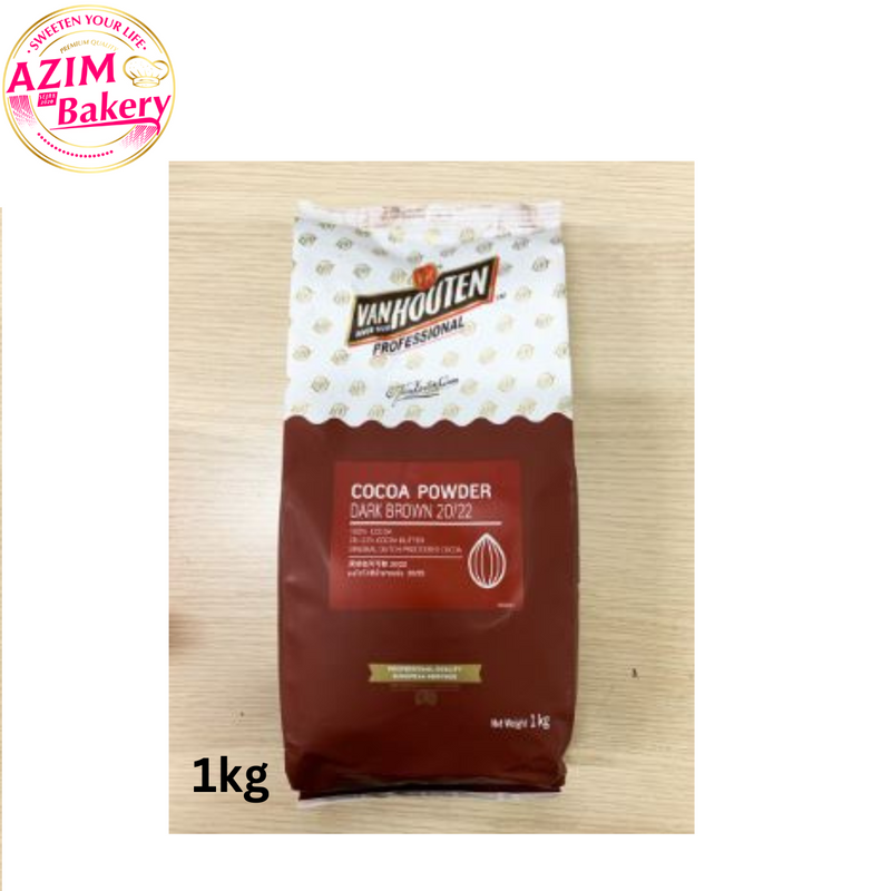 Van Houten Professional Alkalized Cocoa Powder Dark Brown 20/22 | 1kg,500G,250G,100G |Cocoa Drink | By Azim Bakery