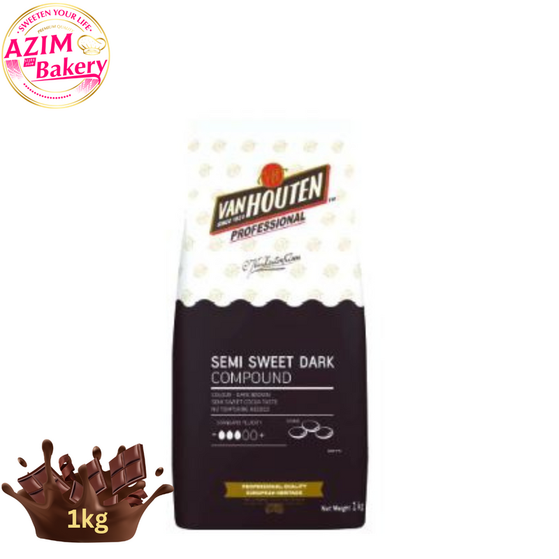 Van Houten Semi sweet Dark  Coin 1kg, 500g,250g | Dark Coin Chocolate | Coklat Hitam (Halal) by Azim Bakery